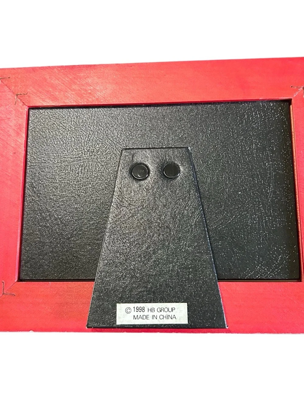 Vintage 1998 Red Wooden Photo Picture Frame By Rare Woods Silver “Party” Emblem